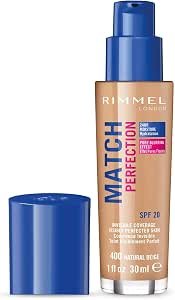 Rimmel Match Perfection 24h Moisture Foundation Spf20 In 400 Natural Beige, 30ml