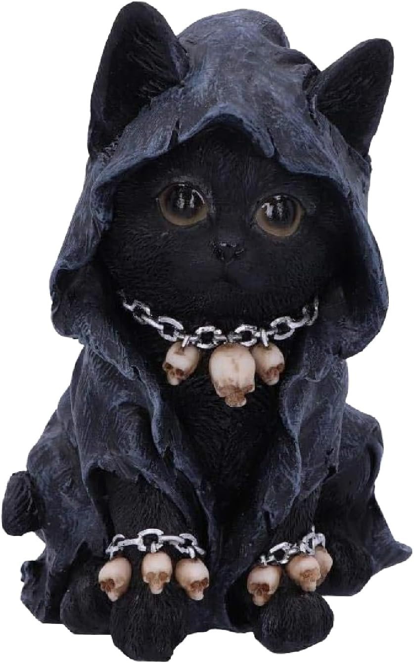 Feline Cloaked Grim Reaper Cat (Figurine, Polyresin, Black)